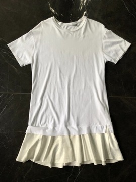 ASOS krótka sukienka off-white z falbaną S 36 BDB