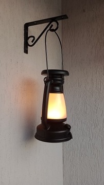 Ścienna lampa LED retro, naftowa, solar, USB.