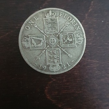 1 florin 1921 wielka brytania srebro