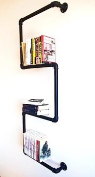Regał półka na książki loft z rur hydraulicznych