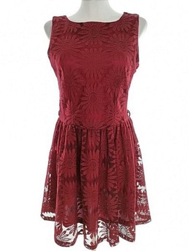 Red Chilli koronkowa bordowa sukienka S