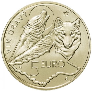 SŁOWACJA 5 EURO 2021 UNC Wilk