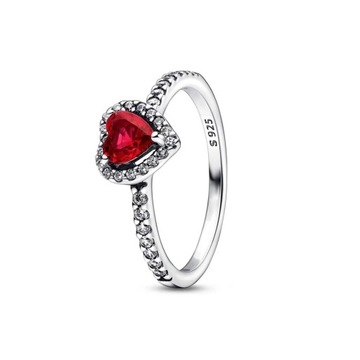 Srebrny pierścionek czerwone serce styl Pandora 