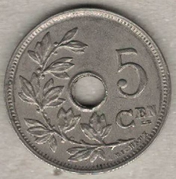 Belgia 5 centymów centimes 1927 E 19 mm nr 1