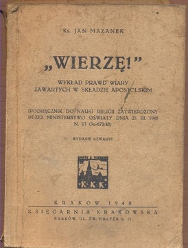 "Wierzę" -Podręcznik do Nauki Religii ks J.Mazanek