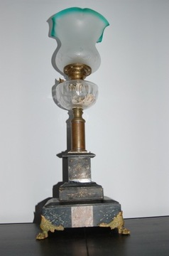 Marmurowa kolumnowa lampa naftowa XIX wiek Francja