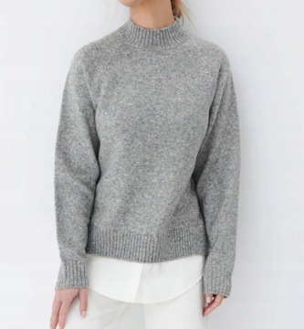 Szary miękki sweter z elementem koszuli Mohito L