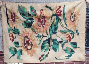 Przedwojenny kilim Kwiaty Art Deco 