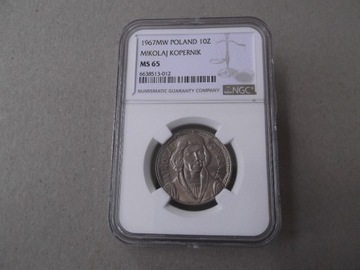 10 zł. 1967 Mikołaj Kopernik   NGC  MS65 