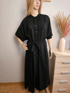 Sukienka czarna maxi na guziki 100% wiskoza H&M M