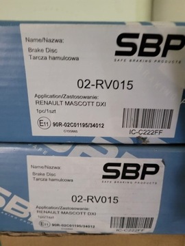 Dwie komplet tarcze hamulcowe przód SBP 02-RV015  nowe
