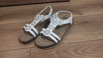 Sandały białe NOWE 38 buty ślubne płaskie boho