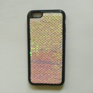 Etui nakładka cekiny różowo-białe iPhone 6/6s