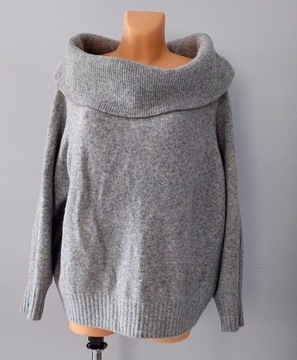 Ciepły sweter szary H&M 40 L oversize 42 44
