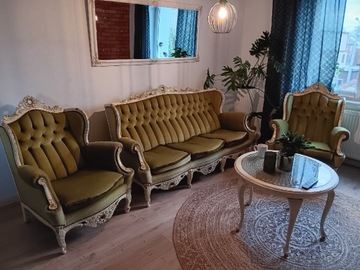 Wypoczynek styl ludwikowski sofa 2x fotel stolik