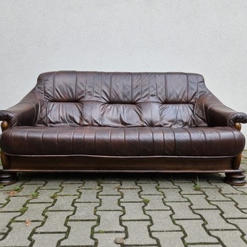 Sofa wypoczynkowa styl Holenderski, skóra i dąb