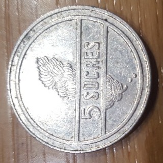 Moneta Ekwador 5 sucres 1988 r