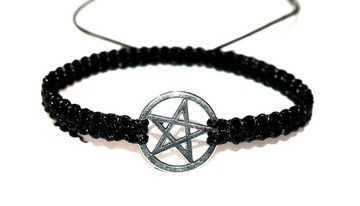 Męska Bransoletka Pentagram Sznurkowa śr 2cm