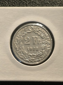2 FRANKI SZWAJCARIA 1928 ROK SREBRO 0.835
