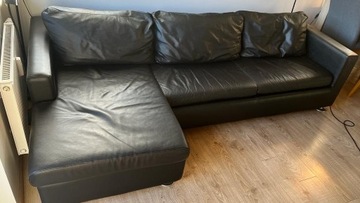 Skórzana rozkładana sofa wraz z szezlongiem 