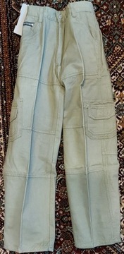 Spodnie młodzieżowe jeans nowe szaro-kremowe