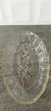 Patera szklana owalna kwiaty osty Ząbkowice