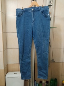 Spodnie damskie jeansy niebieskie z elastyczne XL
