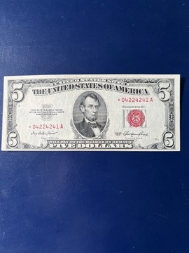 5 $ USA 1954 Czerwona Pieczęć Gwiazdka