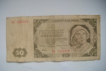 Polska Banknot PRL 50 zł.1948 r. seria DL
