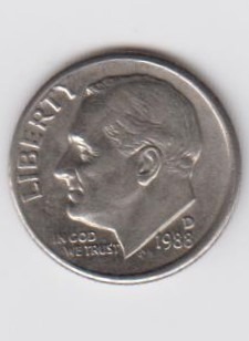MONETA ONE DIME 0,10 cent USA 1988D r.