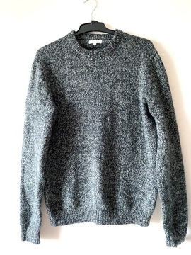 Reiss wełniany sweter melanż premium casual basic