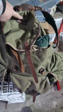 Stary plecak harcerski skórzany brezentowy