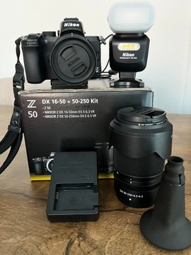 Aparat fotograficzny Nikon Z50 + 16-50mm + 50-250mm + SB-500 + macro ZESTAW