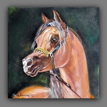 "Gniady" portret konia, olejny - miniatura