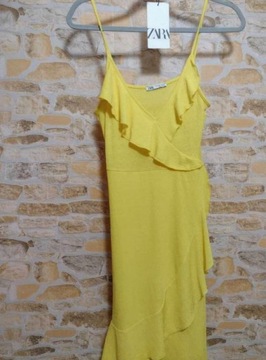 (36/S) ZARA/ Żółta sukienka letnia z Madrytu 