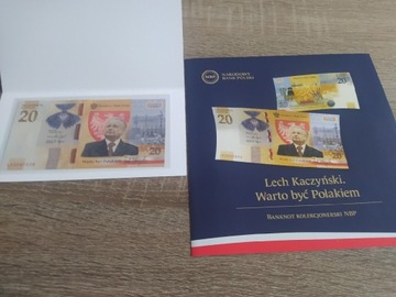 Lech Kaczyński warto być Polakiem banknot i folder