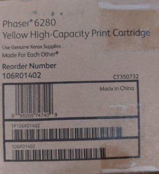 Toner Xerox Phaser 6280 żółty. Oryginał.