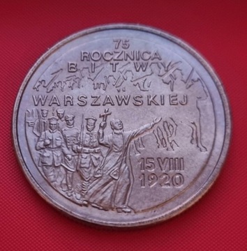 2 zł Bitwa Warszawska 1995 r, piękna ,bez obiegu, 