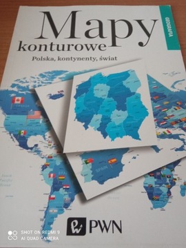 Mapy konturowe, Polska, kontynenty i świat.