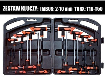 Klucze imbus 2-10 mm + Torx T10-T50, 16 szt