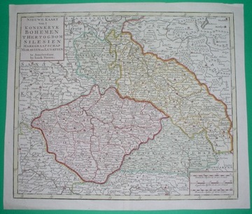1740 ORYGINAŁ mapa ŚLĄSK Wrocław Poznań Gliwice