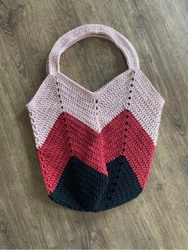 Czerwona torba plażowa na ramię handmade