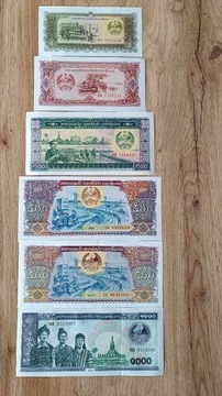 Zestaw Laos - 6 banknotów UNC 