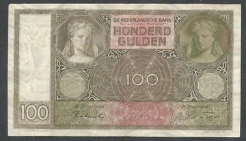 HOLANDIA 100 GULDEN 1941 P#51b.9 XF++ Rzadki