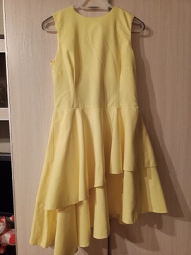 Mohito, żółta sukienka vintage na imprezę 