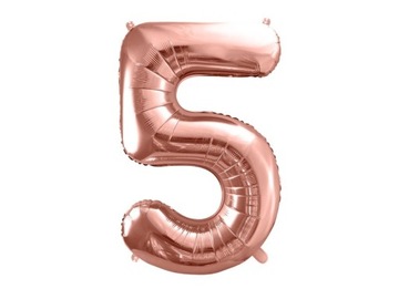 Balon foliowy cyfra "5" różowe złoto, 86 cm