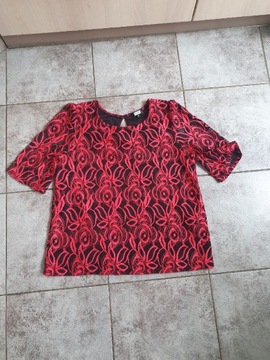 Czerwono- czarna bluzeczka z koronki .  Bik Bok