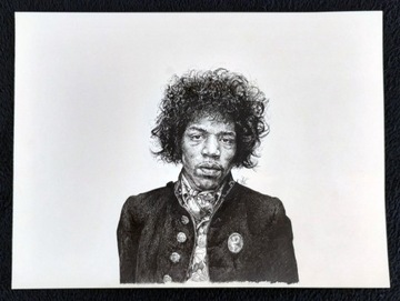 Jimi Hendrix portret rysunek tusz na papierze