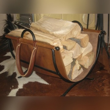 Kosz/stojak na drewno z nosidełkiem