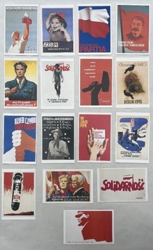 Polskie plakaty polityczne. Pocztówki 16 sztuk.